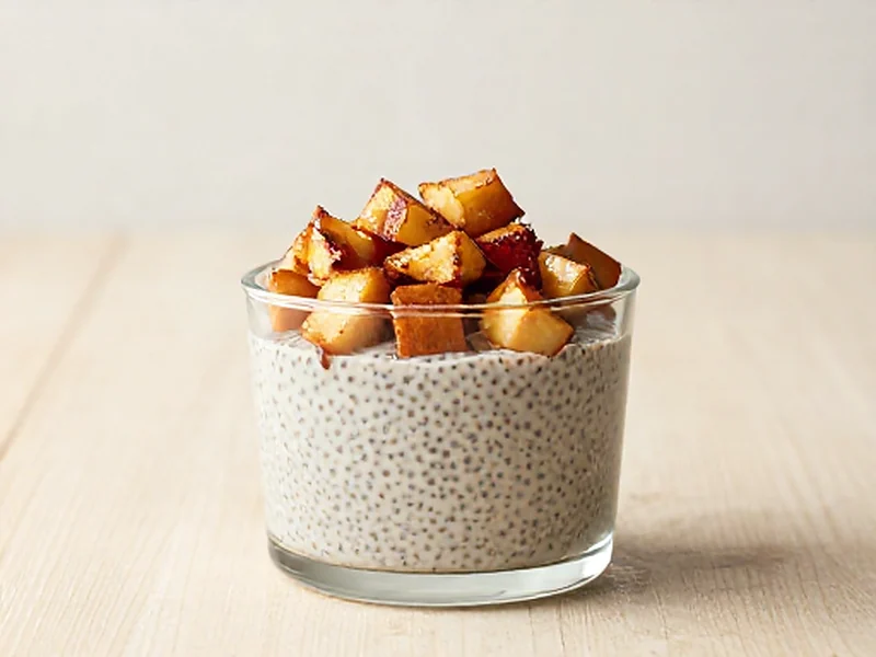 Apple Pie Chia Pudding finished and ready to serve