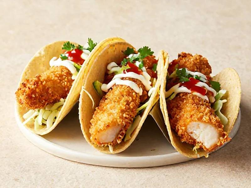 Baja Crispy Fish Tacos finished and ready to serve