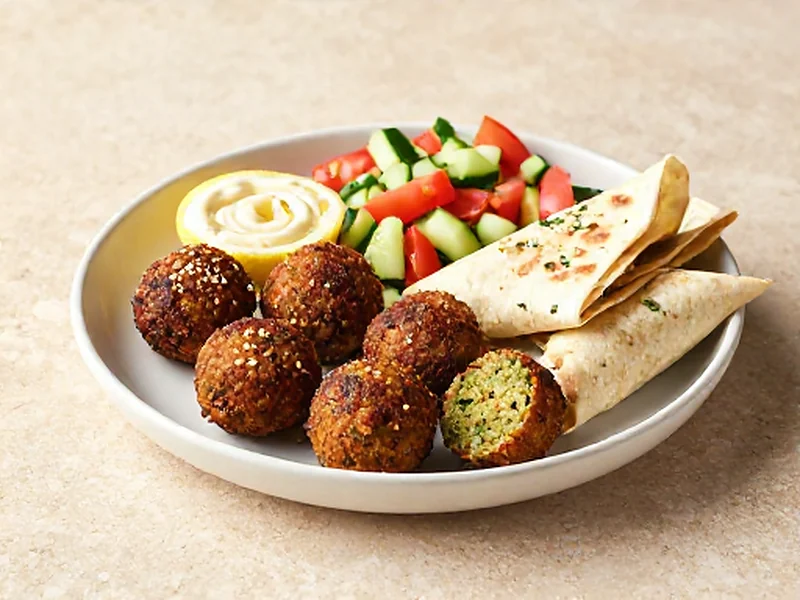 Crispy Baked Falafel Plate finished and ready to serve