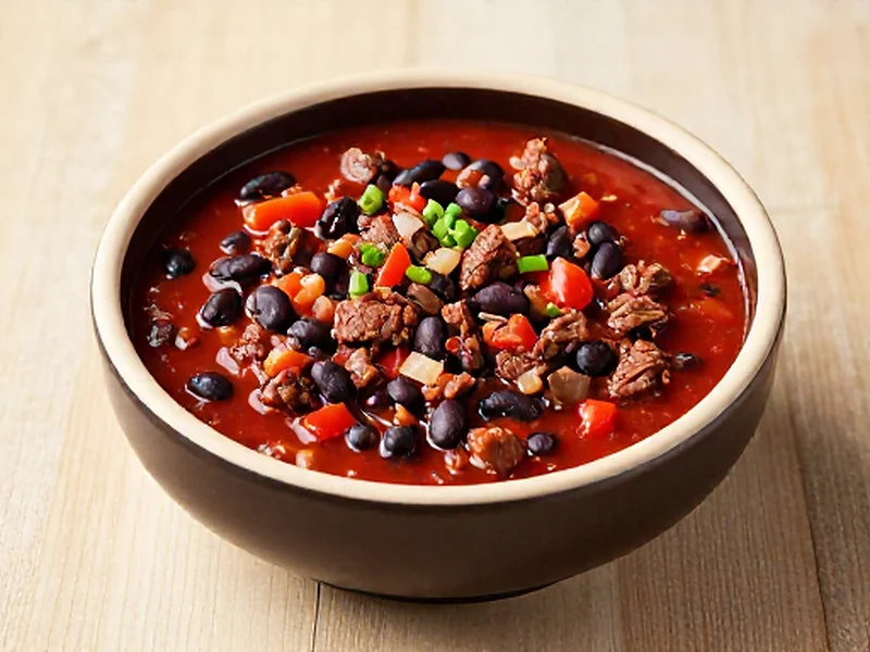 Smoky Beef & Bean Chili finished and ready to serve