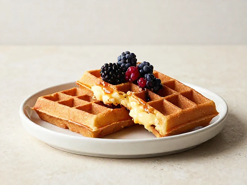 Crispy Belgian Waffles finished and ready to serve