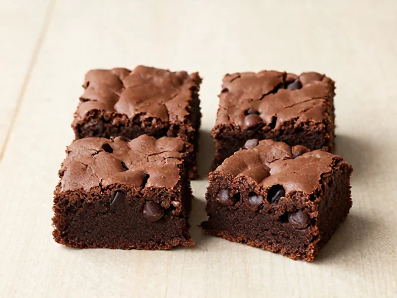 Fudgy Double-Chocolate Brownies finished and ready to serve