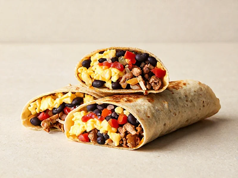 Loaded Breakfast Burrito finished and ready to serve