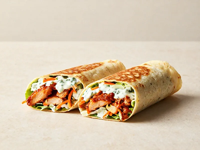 Buffalo Chicken Crunch Wrap finished and ready to serve