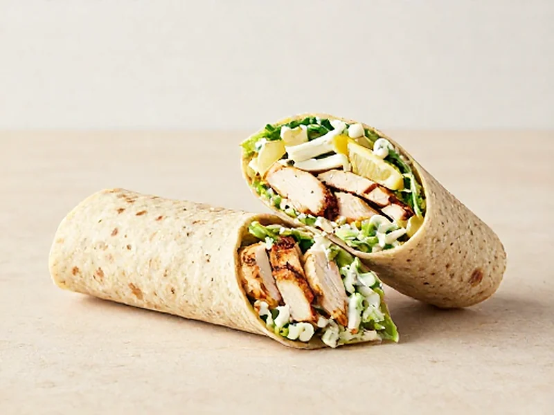 Chicken Caesar Wrap finished and ready to serve