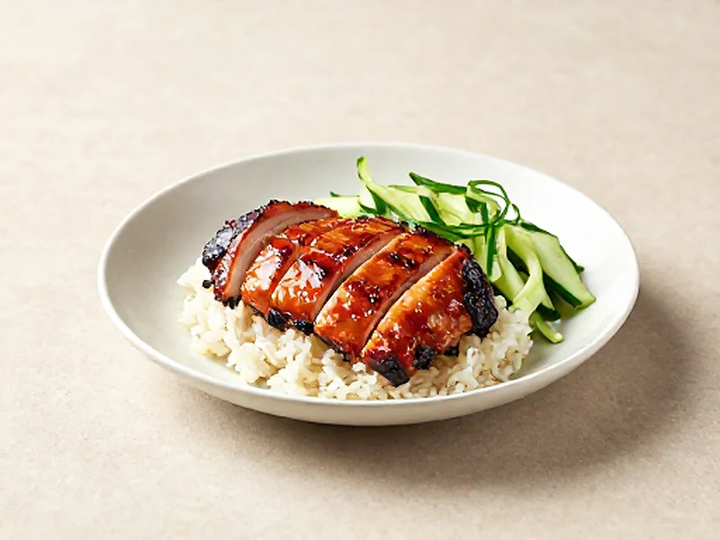 Char Siu-Style Glazed Chicken finished and ready to serve