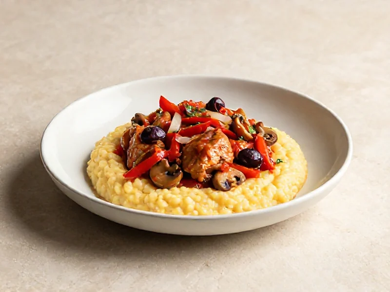 Chicken Cacciatore over Polenta finished and ready to serve