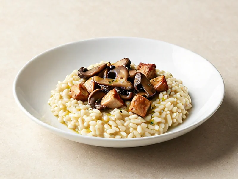 Chicken & Mushroom Risotto finished and ready to serve