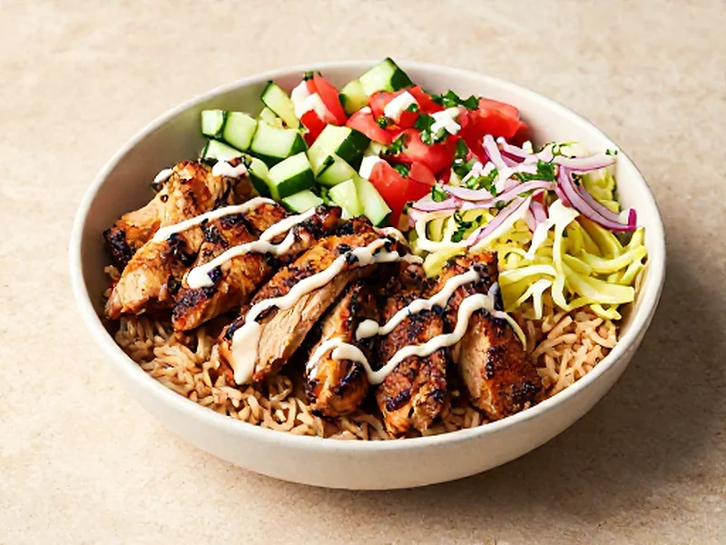 Chicken Shawarma Bowls finished and ready to serve
