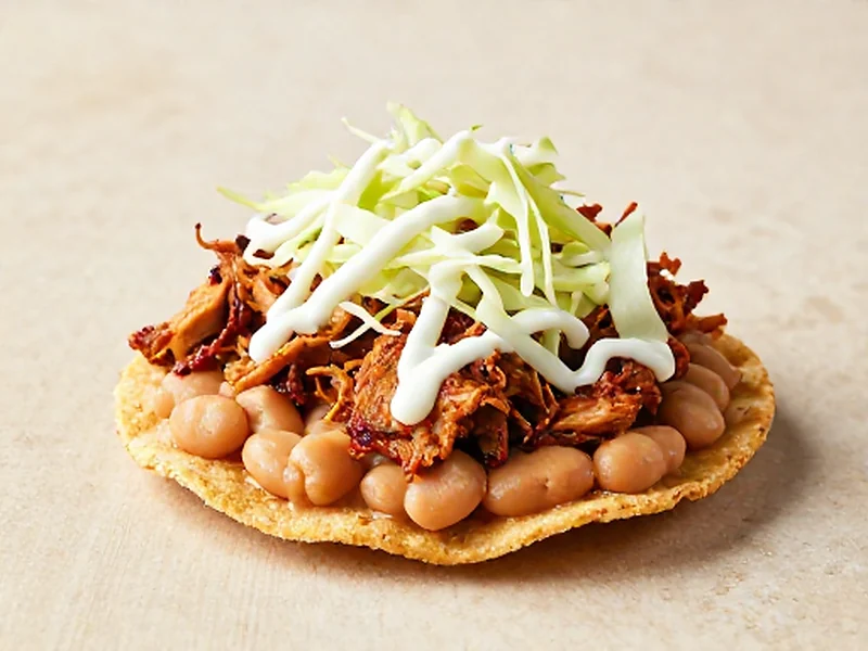 Chicken Tinga Tostadas finished and ready to serve