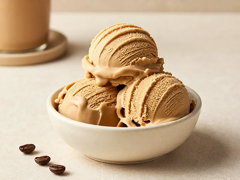 Cold-Brew Coffee protein ice cream served in a cream bowl