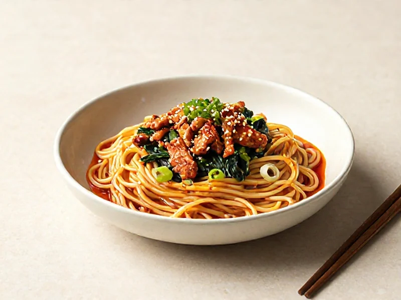 Dan Dan-Style Noodles (Peanut-Free) finished and ready to serve