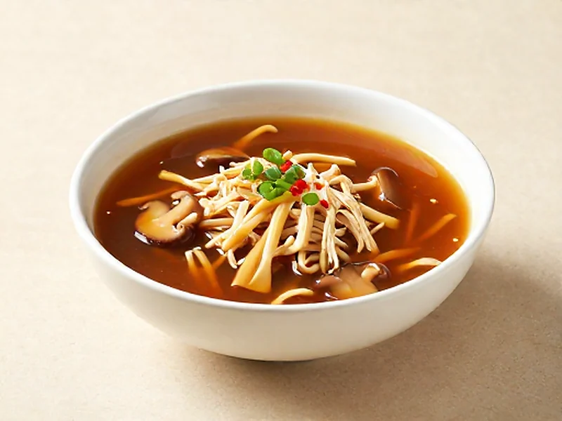 Hot & Sour Soup finished and ready to serve