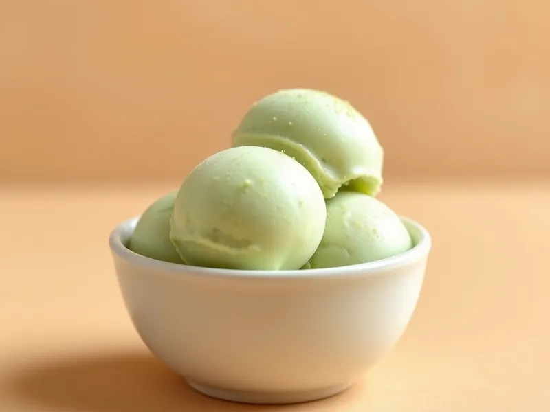 Matcha Latte protein ice cream served in a cream bowl