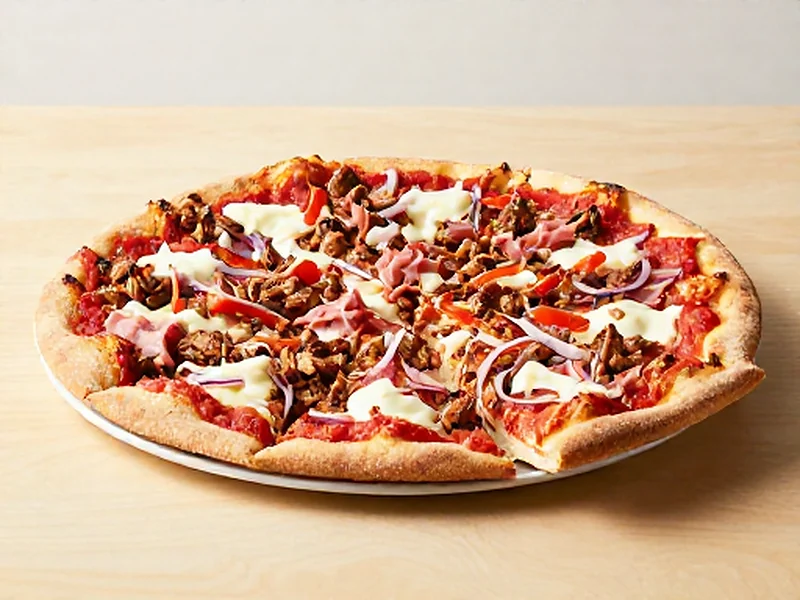 Meat-Lover's Pan Pizza finished and ready to serve