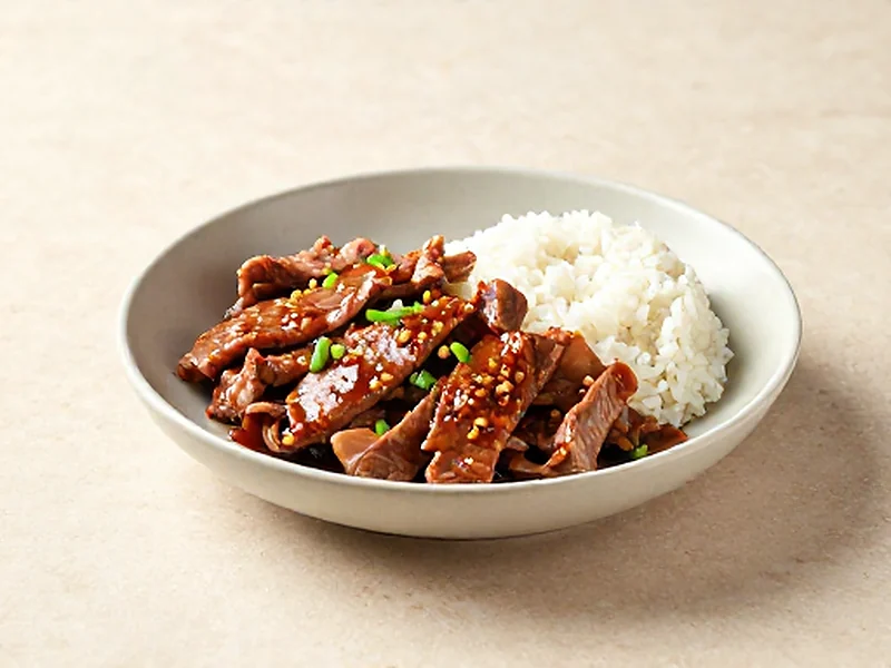 Mongolian Beef finished and ready to serve
