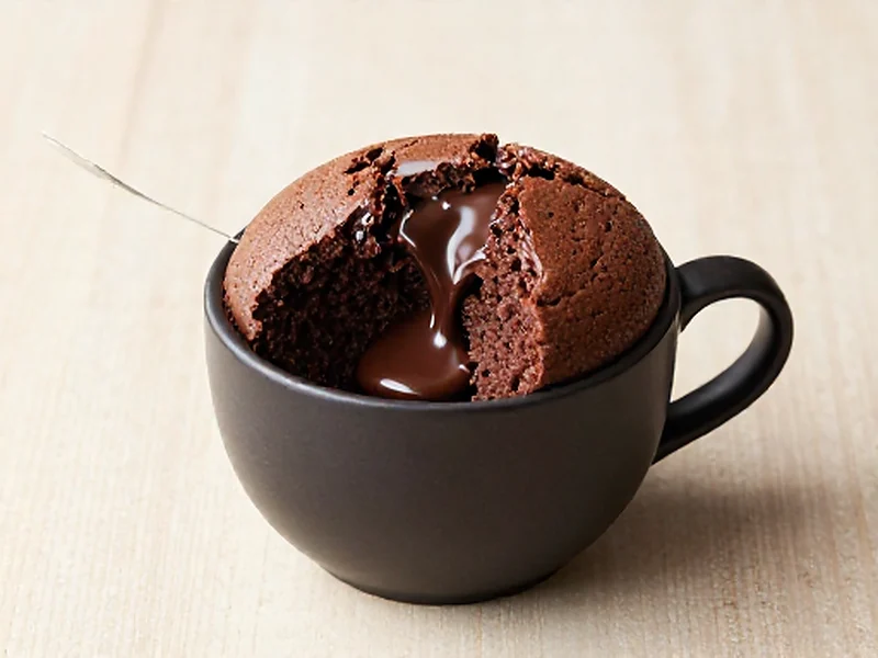 Molten Chocolate Mug Cake finished and ready to serve