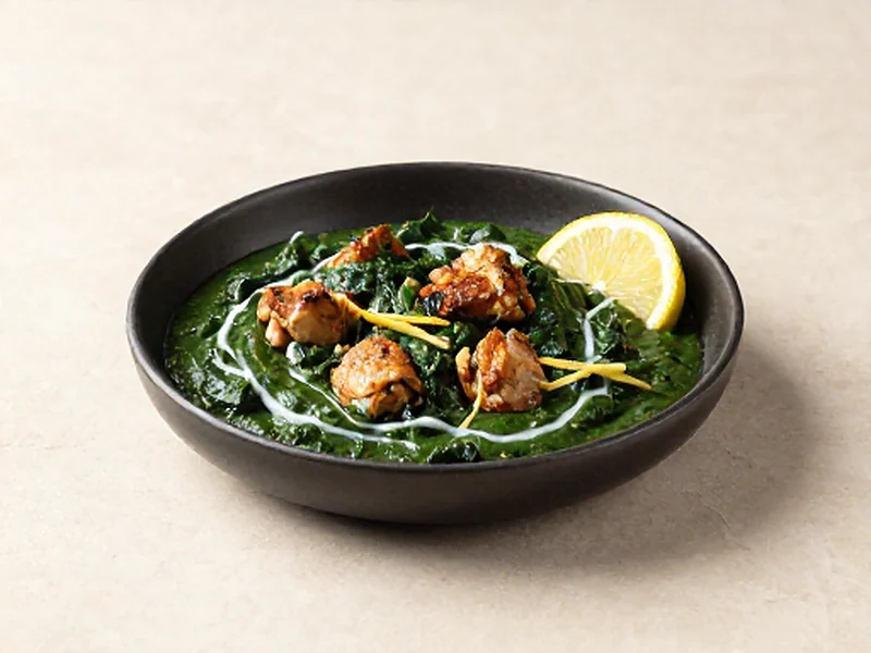 Saag Chicken finished and ready to serve