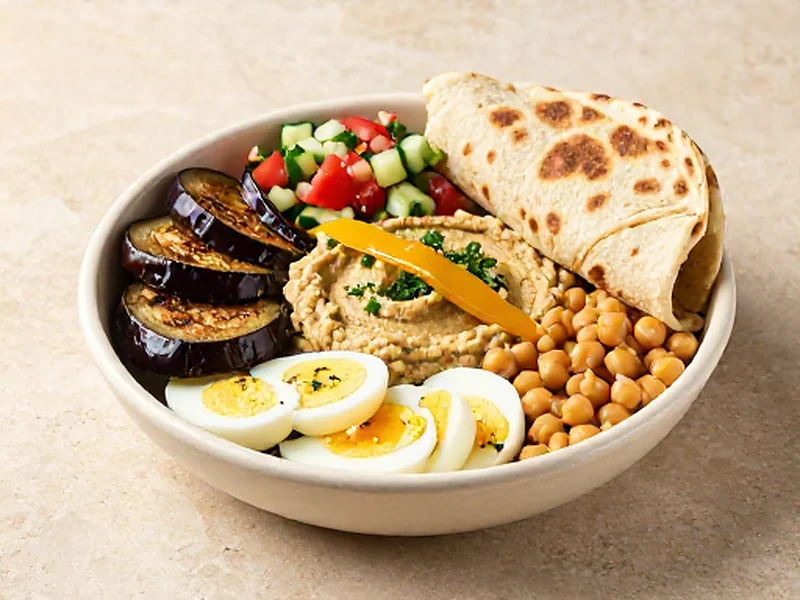 Sabich Bowls finished and ready to serve
