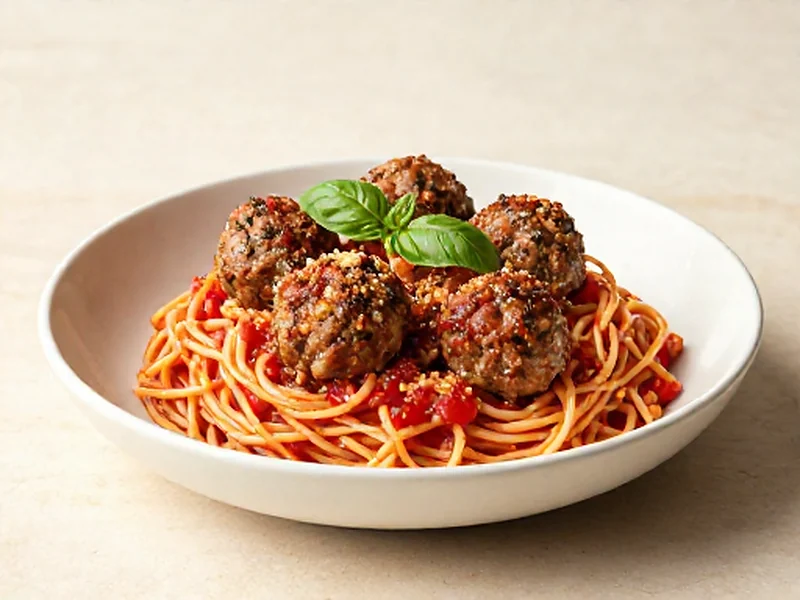 Spaghetti & Turkey Meatballs finished and ready to serve