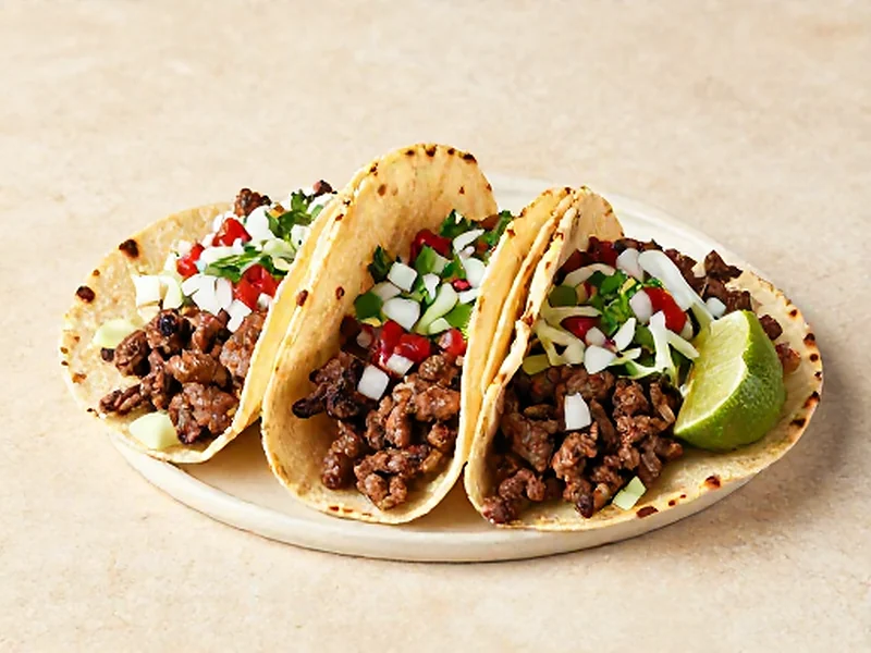Street-Style Beef Tacos finished and ready to serve