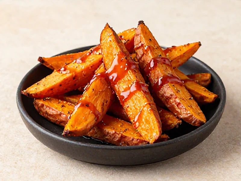 Hot-Honey Sweet Potato Wedges finished and ready to serve