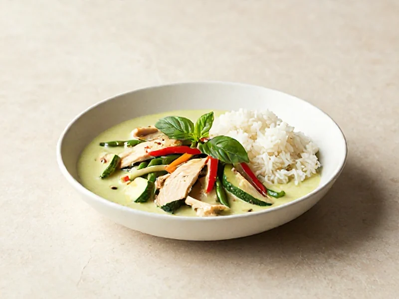 Thai Green Curry Chicken finished and ready to serve
