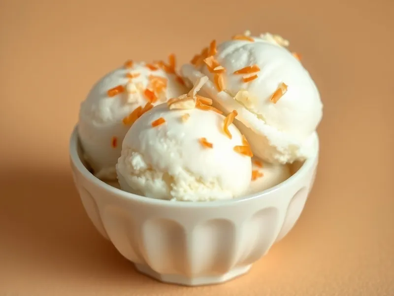 Toasted Coconut protein ice cream served in a cream bowl