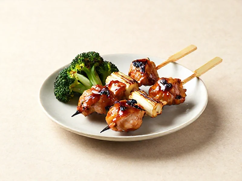 Yakitori Skewers with Tare Glaze finished and ready to serve